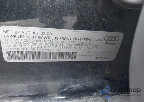 2008 Audi A6 3.2 из США, поврежденный, VIN WAUEH74F18N120147